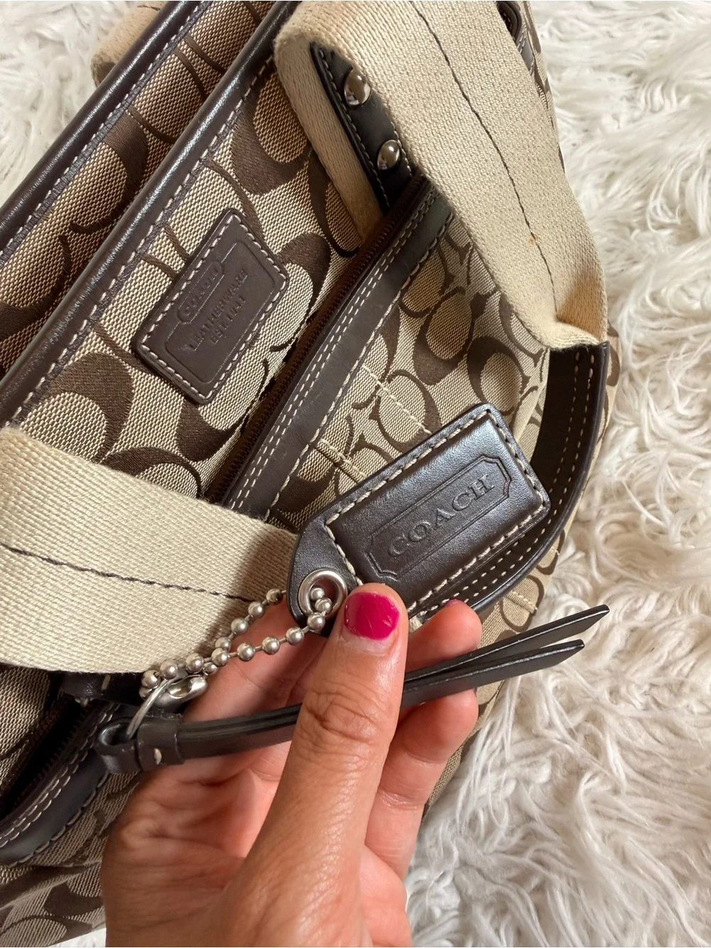 Coach Khaki and Brown Signature Canvas Tote